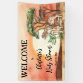 Moeder en Baby Giraffe Safari Baby shower Welkom Spandoek (Verticaal)