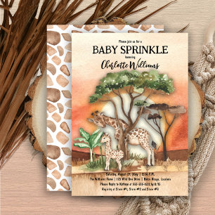 Moeder en Baby Giraffe Safari Baby Sprinkle Kaart