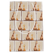 Moeder en Baby Giraffe Waterverf Medium Cadeauzakje (Voorkant)