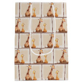 Moeder en Baby Giraffe Waterverf Medium Cadeauzakje (Achterkant)