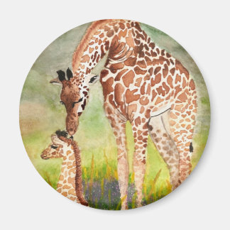 Moeder en Baby Giraffen Magneet