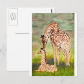 Moeder en Baby Giraffes Briefkaart (Voorkant / Achterkant)