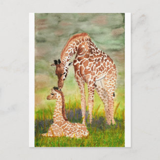 Moeder en Baby Giraffes Briefkaart