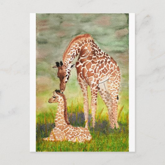 Moeder en Baby Giraffes Briefkaart (Voorkant)