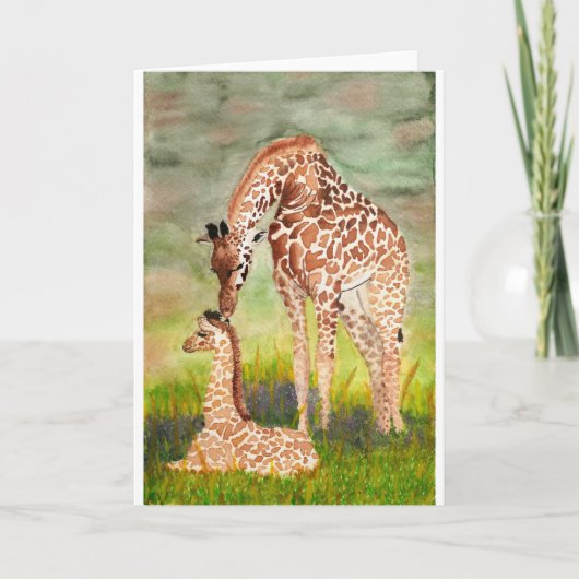 Moeder en Baby Giraffes Kaart (Voorkant)