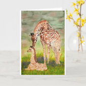 Moeder en Baby Giraffes Kaart (Gele Bloem)