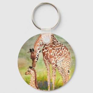 Moeder en Baby Giraffes Sleutelhanger