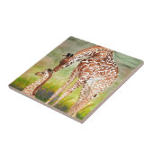 Moeder en Baby Giraffes Tegeltje (Zijkant)