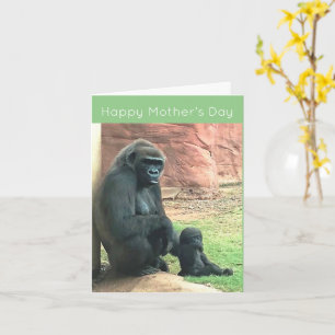 Moeder en Baby Gorilla Moederdag Kaart