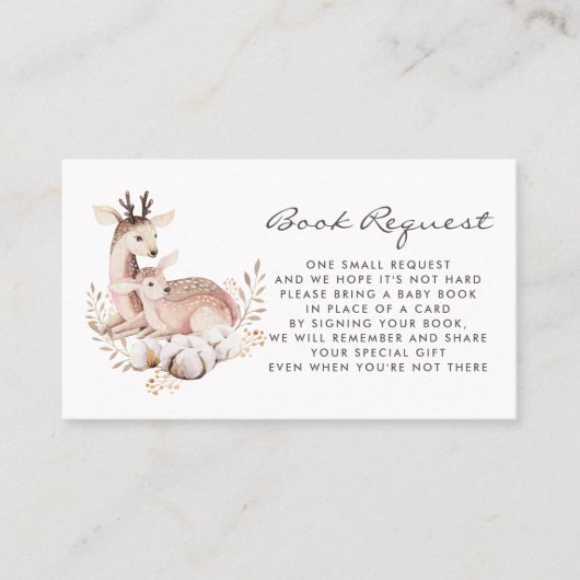 Moeder en Baby Herten Bosboek Verzoekkaart Visitekaartje (Voorkant)