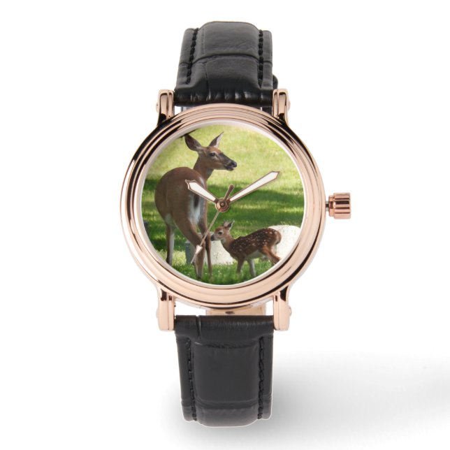 Moeder en Baby Herten Horloge (Voorkant)