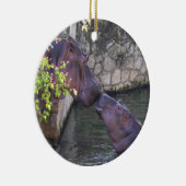 Moeder- en baby hippo-sierplant keramisch ornament (Rechts)