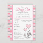 Moeder en Baby Kat met hartenuitnodiging Kaart (Voorkant / Achterkant)