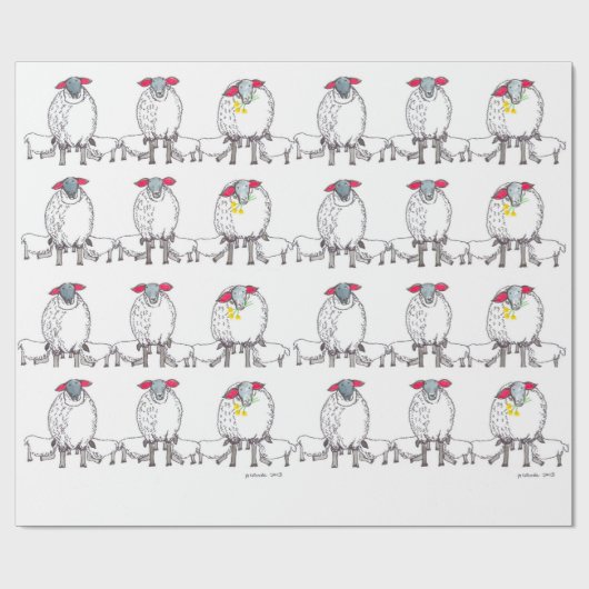 Moeder en Baby kerstman Cadeaupapier (Vlak)