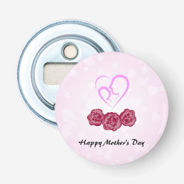 Moeder en Baby Kind Anjer Moederdag Button Flesopener