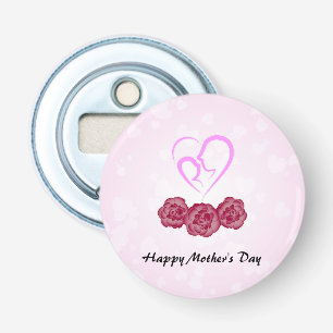Moeder en Baby Kind Anjer Moederdag Button Flesopener