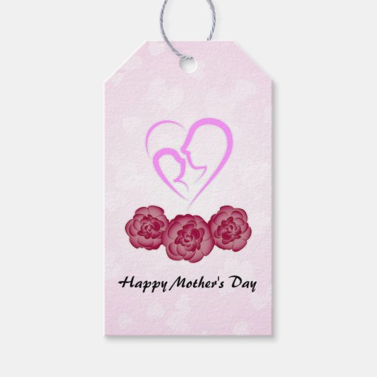 Moeder en Baby Kind Anjer Moederdag Cadeaulabel (Voorkant)