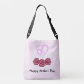 Moeder en Baby Kind Anjer Moederdag Crossbody Tas (Achterkant)