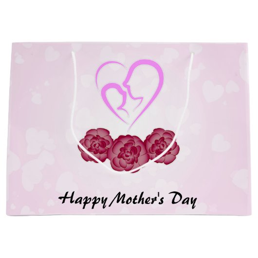 Moeder en Baby Kind Anjer Moederdag Groot Cadeauzakje (Voorkant)