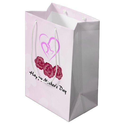 Moeder en Baby Kind Anjer Moederdag Medium Cadeauzakje (Achterkant Gekanteld)