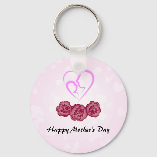 Moeder en Baby Kind Anjer Moederdag Sleutelhanger (Voorkant)