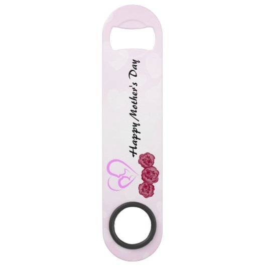 Moeder en Baby Kind Anjer Moederdag Speed Flessenopener (Voorkant)