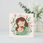 Moeder en Baby knuffelen Moederdag Kaart (Staand voorkant)