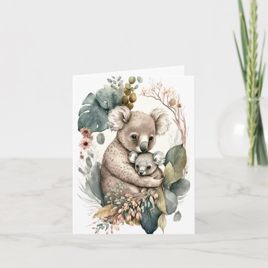 Moeder en Baby Koala Illustratie Wenskaart Kaart (Voorkant)