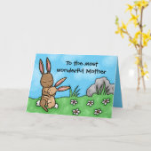 Moeder en baby Konijn Moederdag kaart (Gele Bloem)