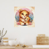 Moeder en Baby Leeuw Poster (Keuken)