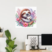 Moeder en Baby Luiaard Poster (Thuiskantoor)