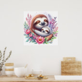 Moeder en Baby Luiaard Poster (Keuken)