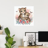Moeder en baby luipaard poster (Thuiskantoor)