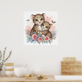 Moeder en baby luipaard poster (Keuken)