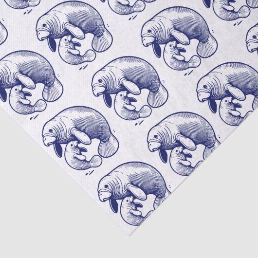 Moeder en Baby Manatee #2 Tissuepapier (Detail)