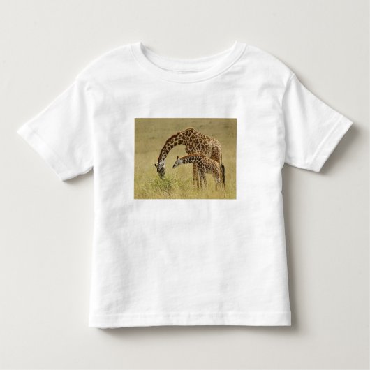 Moeder en baby Masai Giraffe, Giraffa Kinder Shirts (Voorkant)