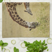 Moeder en baby Masai Giraffe, Giraffa Theedoek (Gevouwen)