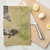 Moeder en baby Masai Giraffe, Giraffa Theedoek (Quarter Fold)