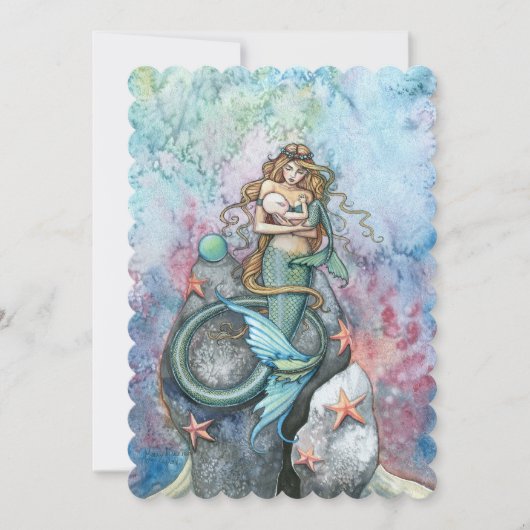Moeder en Baby Mermaid Baby Shower Invitaties Kaart (Voorkant)
