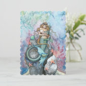 Moeder en Baby Mermaid Baby Shower Invitaties Kaart (Staand voorkant)