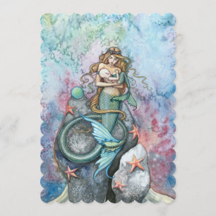 Moeder en Baby Mermaid Baby Shower Invitaties Kaart