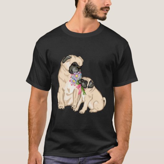 Moeder en baby Mops gepast 731 T-shirt (Voorkant)