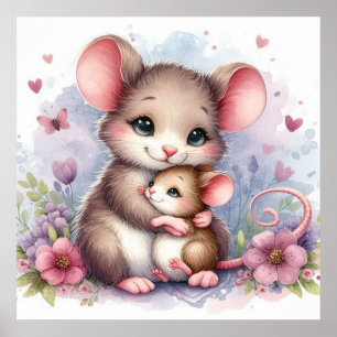 Moeder en Baby Muis Poster