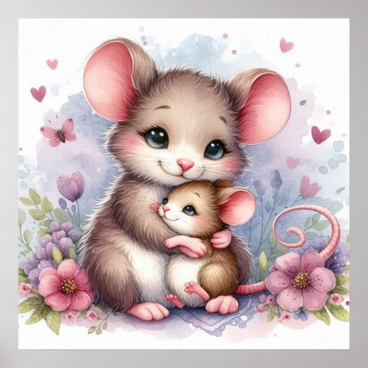 Moeder en Baby Muis Poster (Voorkant)