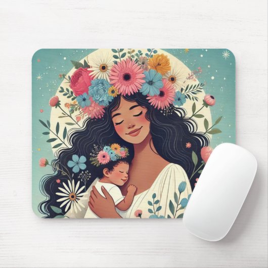 Moeder- en baby-muistapuit muismat (Met muis)