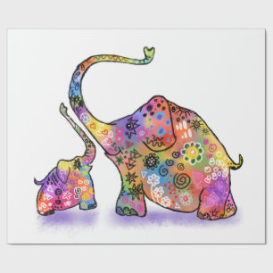 Moeder en baby olifant cadeau verpakkings papier