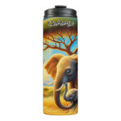 Moeder en Baby olifant in de savanne Thermosbeker (Voorkant)