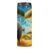 Moeder en Baby olifant in de savanne Thermosbeker (Achterkant)