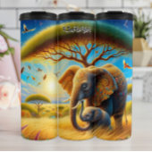 Moeder en Baby olifant in de savanne Thermosbeker