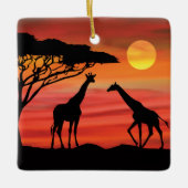 Moeder en Baby olifant in de Serengeti Keramisch Ornament (Voorkant)